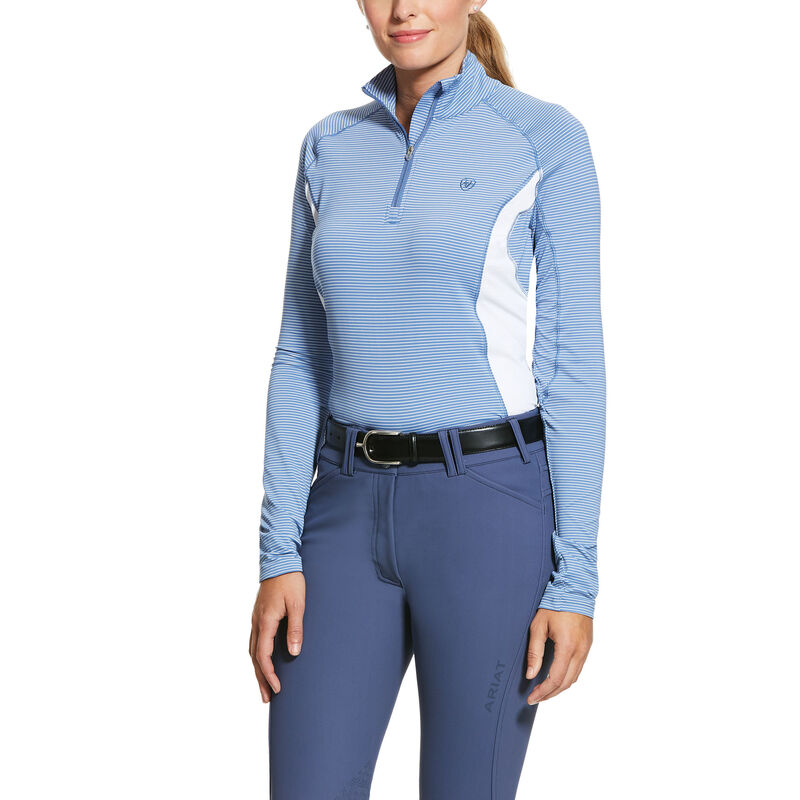 Ariat English: Tri Factor 1/4 Zip Base Layer Mujer - Azules (XDEUY6415)